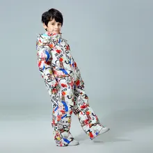 Зимний детский лыжный костюм с температурой-30 детская брендовая Водонепроницаемая теплая зимняя куртка для мальчиков детская куртка для катания на лыжах и сноуборде