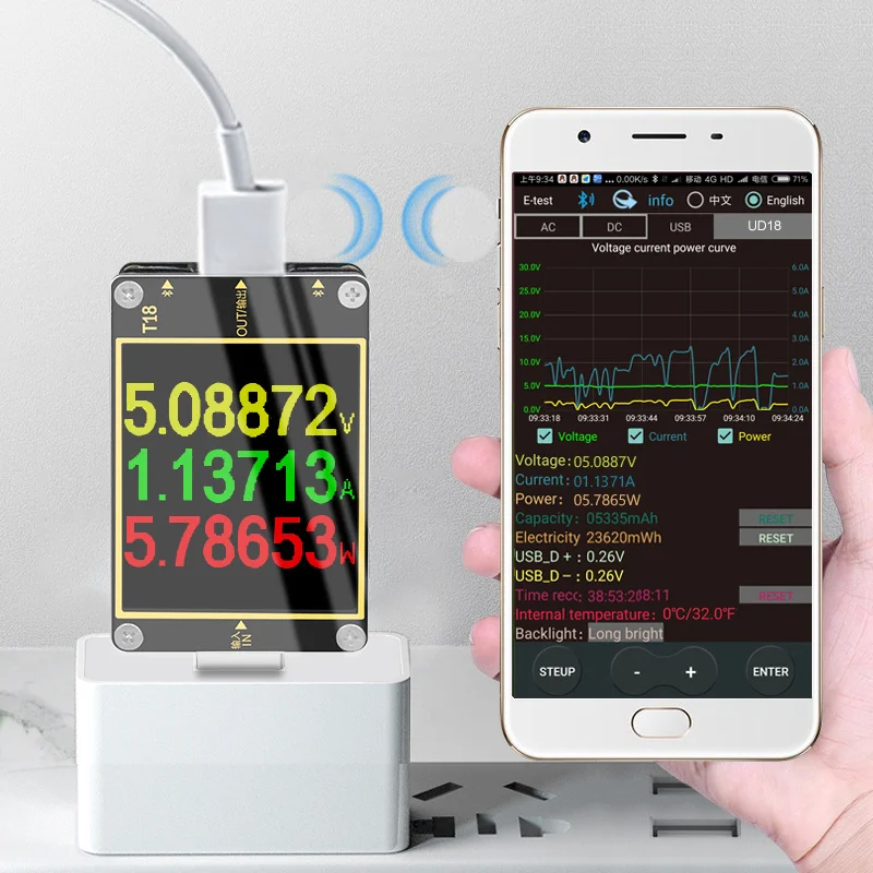 

DANIU 18 in 1 USB Tester Current Voltmeter Meter HD Color TFT 1.8" PD3.0 Fast Charging Protocol Capacity Test Computer Online
