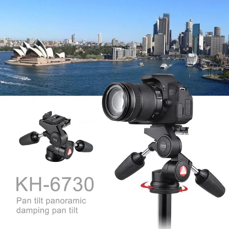 Kingjoy KH-6730 Профессиональный двойная ручка видео штатива 3 Way панорамный демпфирования Pan/наклон головы с 1/" Quick Release Plate