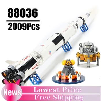 

88036 2009 PCS Building Blocks Space Rocket Model Apollo Saturn V Compatible with 21309 37003 Education Toys for Kids