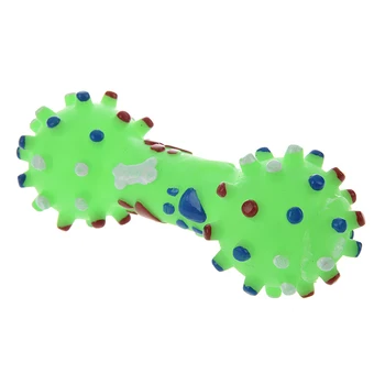 

Pet Dog Cat Puppy Sound Polka Dot Squeaky Rubber Dumbbell Chewing Toys