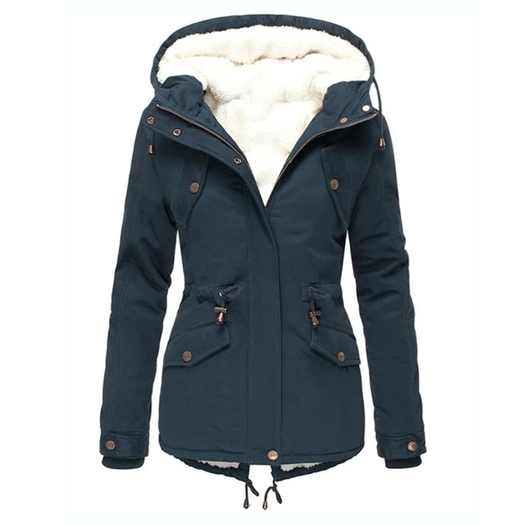 Женское теплое пальто, осенне-зимнее однотонное пальто на молнии с карманами, женские пальто, модная куртка свободного размера плюс#11,7