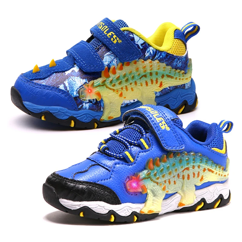 

Dinoskulls Shoes Boys Light Up Kids Sneakers LED Chidren Tennis Sport Shoes 3D Dinosaur 2019 Autumn Glowing Big Boys Trainers