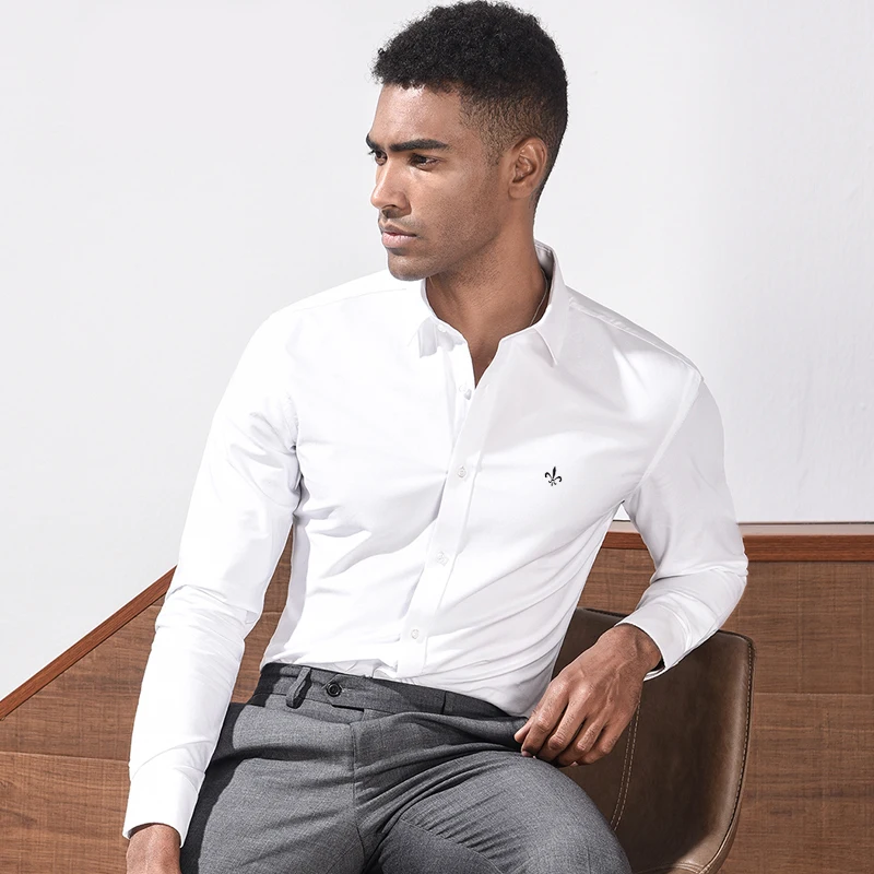 Модная блузка Dudalina Camisa Social Masculina с длинным рукавом, приталенная рубашка для мужчин, одежда с цветочным принтом, белая, мужская, холодная