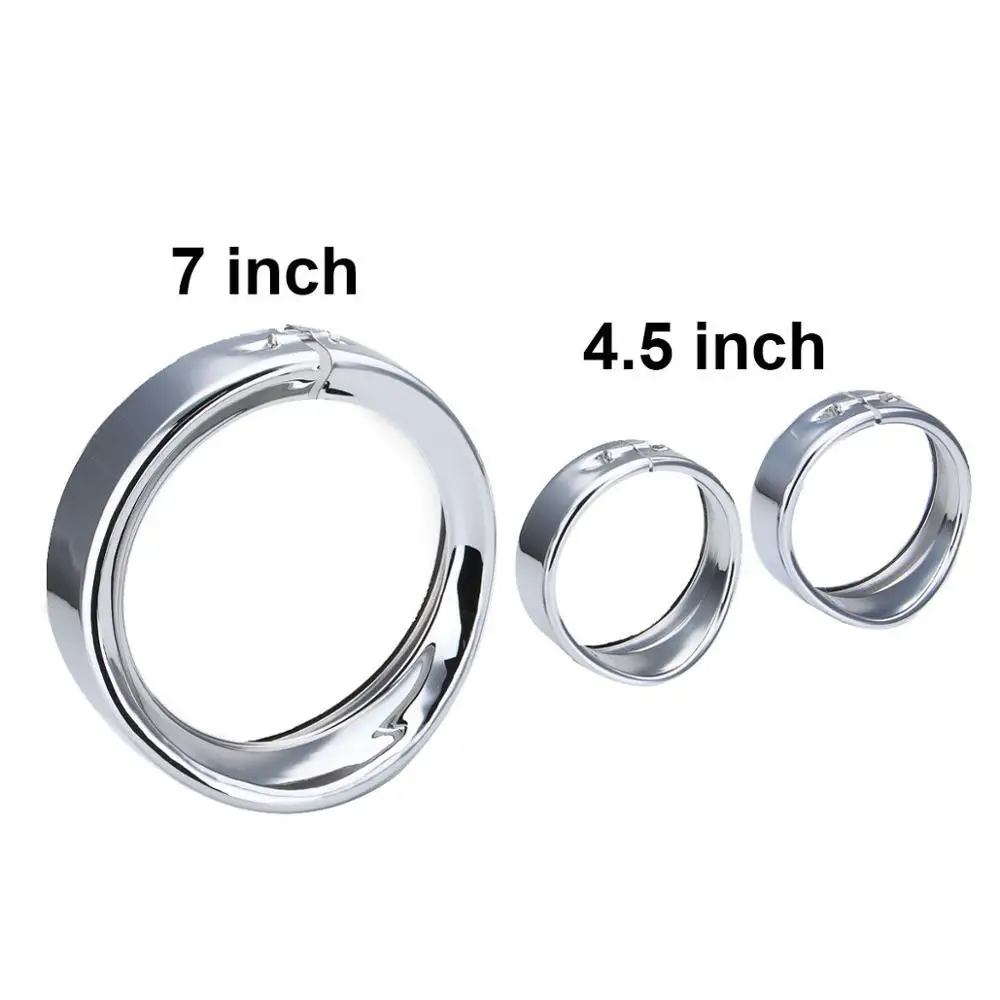 

7inch Chrome Headlight Headlamp Trim Ring + 4.5 inch Fog Light Trim Ring For Touring Road King Electra Glide