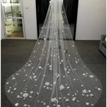 Высококачественная женская свадебная вуаль из Мягкого Тюля на заказ белого цвета/цвета слоновой кости с объемными цветами