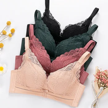 

Non-Steel Ring Skin-Friendly Cotton Jersey Bra AB Cup Upper Thin Lower Thick Adjustable Small Chest Medium-Weight Cup Underwear