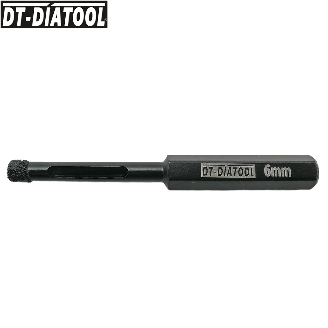 DT-DIATOOL 4 шт. диаметр 6 мм шестигранный хвостовик Алмазная вакуумная пайка влажные сверла камень Гранит Мрамор Керамика/плитка отверстие пилы