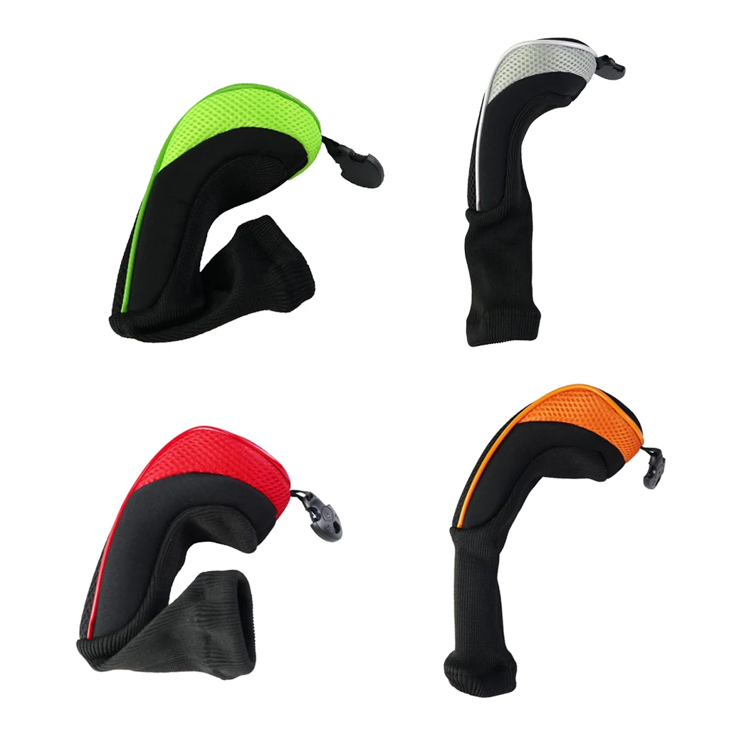 Set Of 4 Mesh Golf Headcover Hybrids Wood Cover Long Neck Fairway Driver Guard