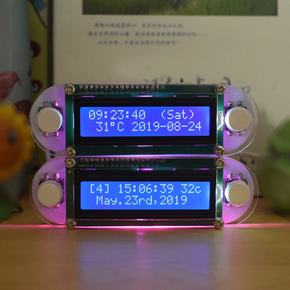 Эффект свечей LCD1602 часы с вибрацией светодиодный цифровой DIY электронные цифровые часы DIY набор часов набор интерфейсов время температура