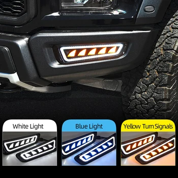 

Car Flashing 2Pcs For Ford Raptor SVT F150 2017 2018 2019 DRL LED Daytime Running Lights with Turn Signal Fog Lamp