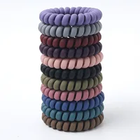 1PC Women Matt Colors Glow in Dark Cloth Telephone Wire Rubber Bands Stretchy Colors Non-mark Spiral Coil Ropes Solid Hair Ties - Image 3