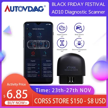 

2020 XTOOL AD10 OBD2 Diagnostic Scanner EOBD Bluetooth ELM327 Code Reader Work with iOS/Android PK CR3001 CR319 AD310 ELM327