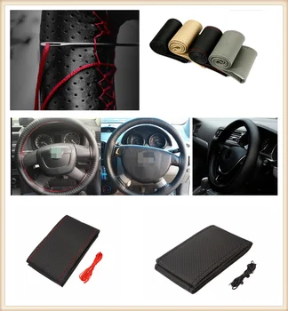 

car auto DIY Braided Hand Sewing Steering Wheel Cover S M L Code Auto Parts for Jeep Renegade Cherokee Wrangler Compass Patriot