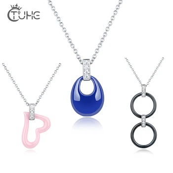 

3PCS/Set Healthy Ceramic Necklace Set Element Different Elegant Ceramic Pendant Jewelry For Women Fashion Girl Colorful Gif