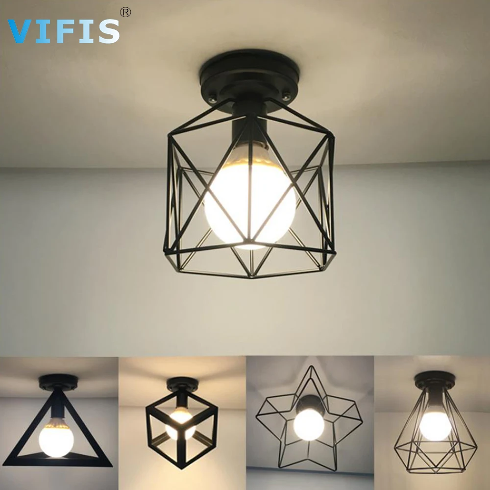 Vintage Ceiling Lamps Chande-lier 110 /220V Retro  Ceiling Light for Corridor Aisle Porch Balcony E27 Home Lights Cage Fixture
