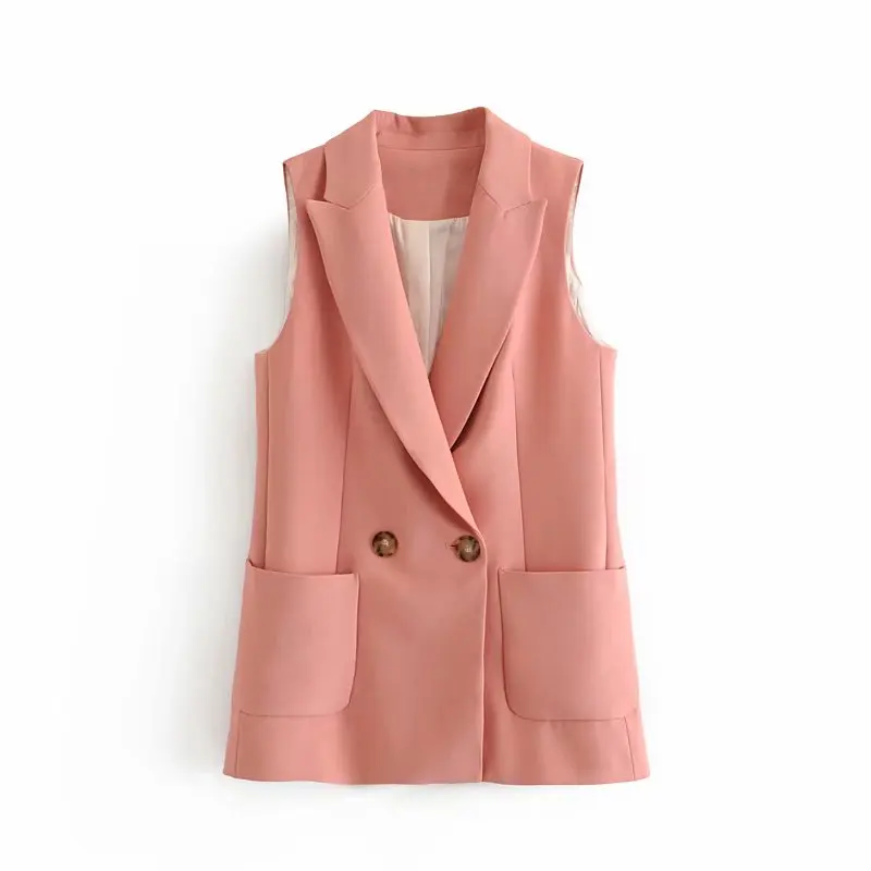 Autumn female vest casual solid color pocket decorative vest