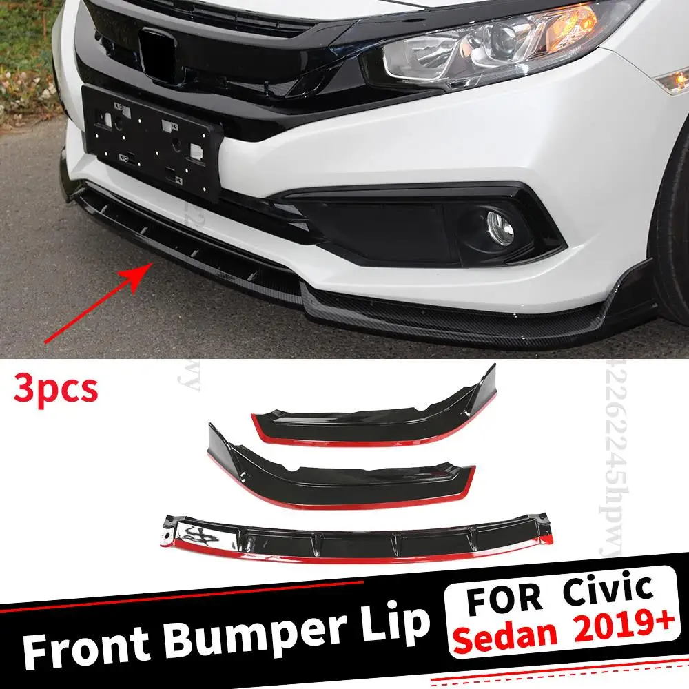 

Front Bumper Lip Chin Protector Guard Decoration Facelift Tuning Accessories For Honda Civic Sedan 2019 2020 2021 Styling Trim