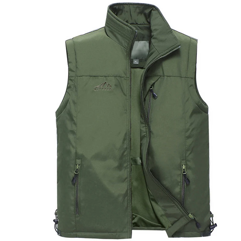 W Green Vest Тонкий летний мужской жилет с несколькими карманами, Повседневный, для работы фотографа, 6 цветов, верхняя одежда, куртка без рукавов, мужской жилет - Цвет: W Green Vest