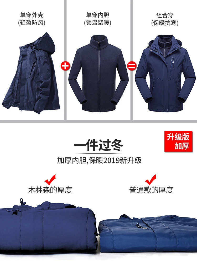 Three-in-One Removable Ski Jacket Coat Women Warm Winter Snow Outdoor Sport Female Snowboard Skiing Clothes Waterproof Windproof