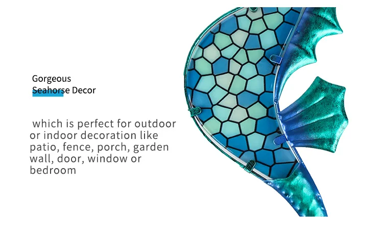 Garden Decor Metal Seahorse of Wall Decor with Glass for Garden Decoration Animales Jardin Miniature Statues and Sculpture