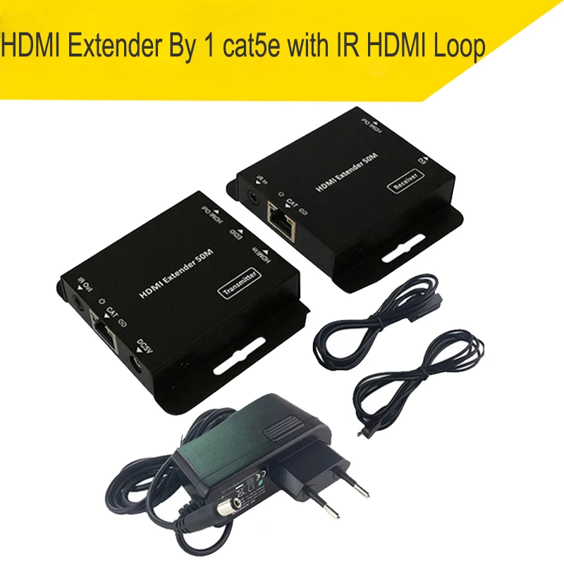 with IR HDMI Loop HDMI удлинитель IR amplifider от cat5e/6 кабель до 60 м для PS4 HDTV DVD HDMI отправитель и приемник в комплекте - Цвет: with IR HDMI Loop