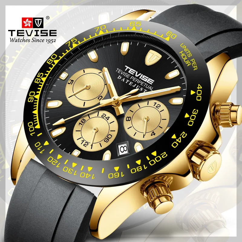 

Switzerland TEVISE Twiss Watch Multi-functional Fully Automatic Machinery Men Six-pin Watch Adhesive Tape Fashionable Watch