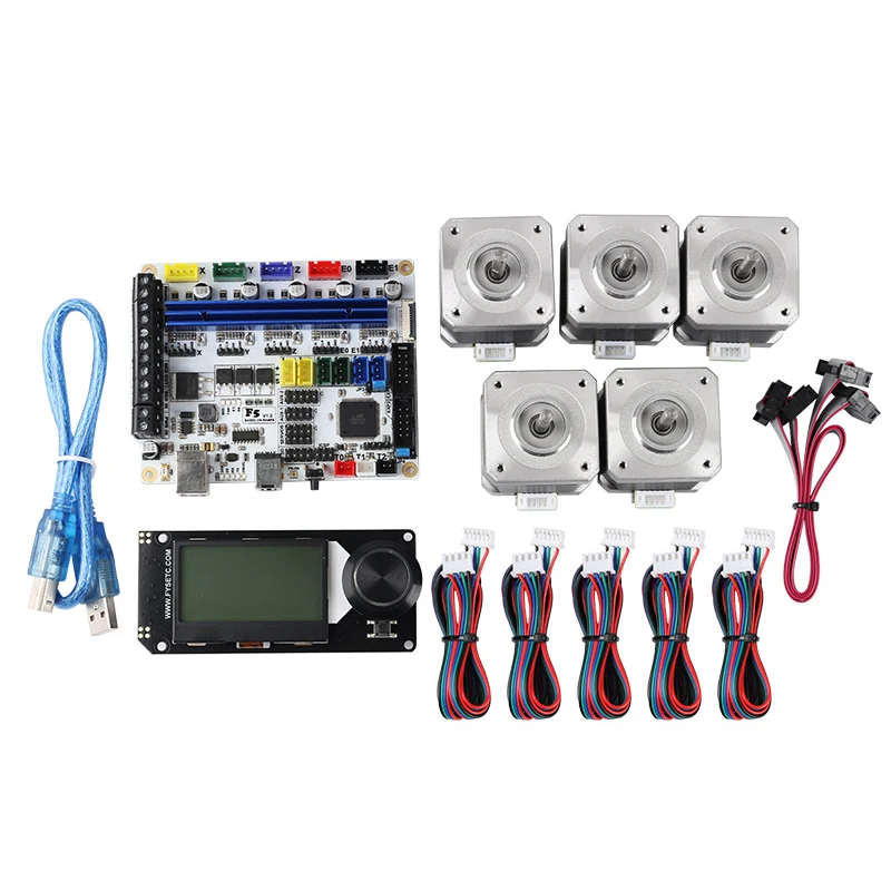 3D-принтер материнская плата F5V1.2+ Mini 12864 lcd+ 42 Шаговый двигатель x5 комплект Ramps1.4