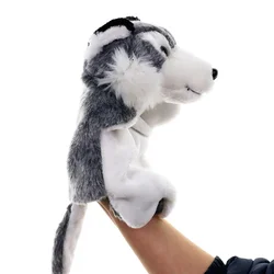 27cm bonito lobo animal de pelúcia boneca macia mão fantoche storytelling pai criança brinquedo do bebê miúdo educativo animal mão fantoches presente