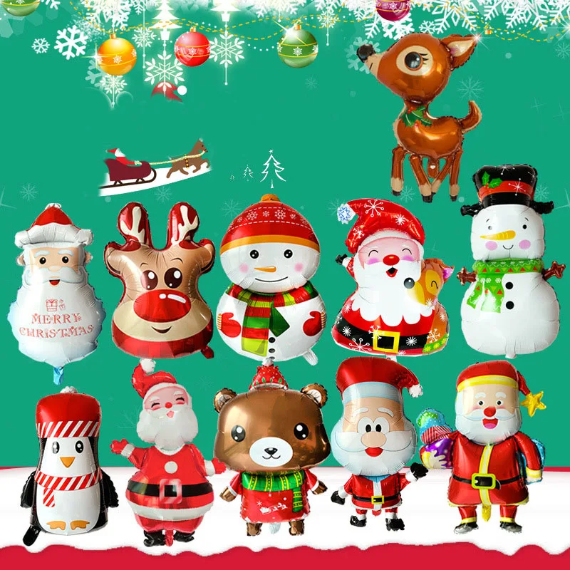 

Merry Christmas Balloons Santa Clause Snowman Tree 2021 New Year Christmas Balloons Party Decoration Home Xmas Party Decor