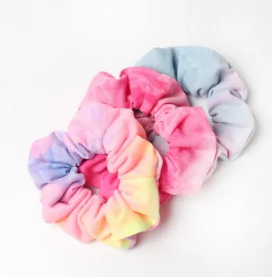 best headbands for women 3pcs Tie Dyed Scrunchie Pack Hair Accessories For Women Girls Headbands Elastic Rubber  Hair Tie Hair Rope Ring Ponytail Hold long hair clips Hair Accessories
