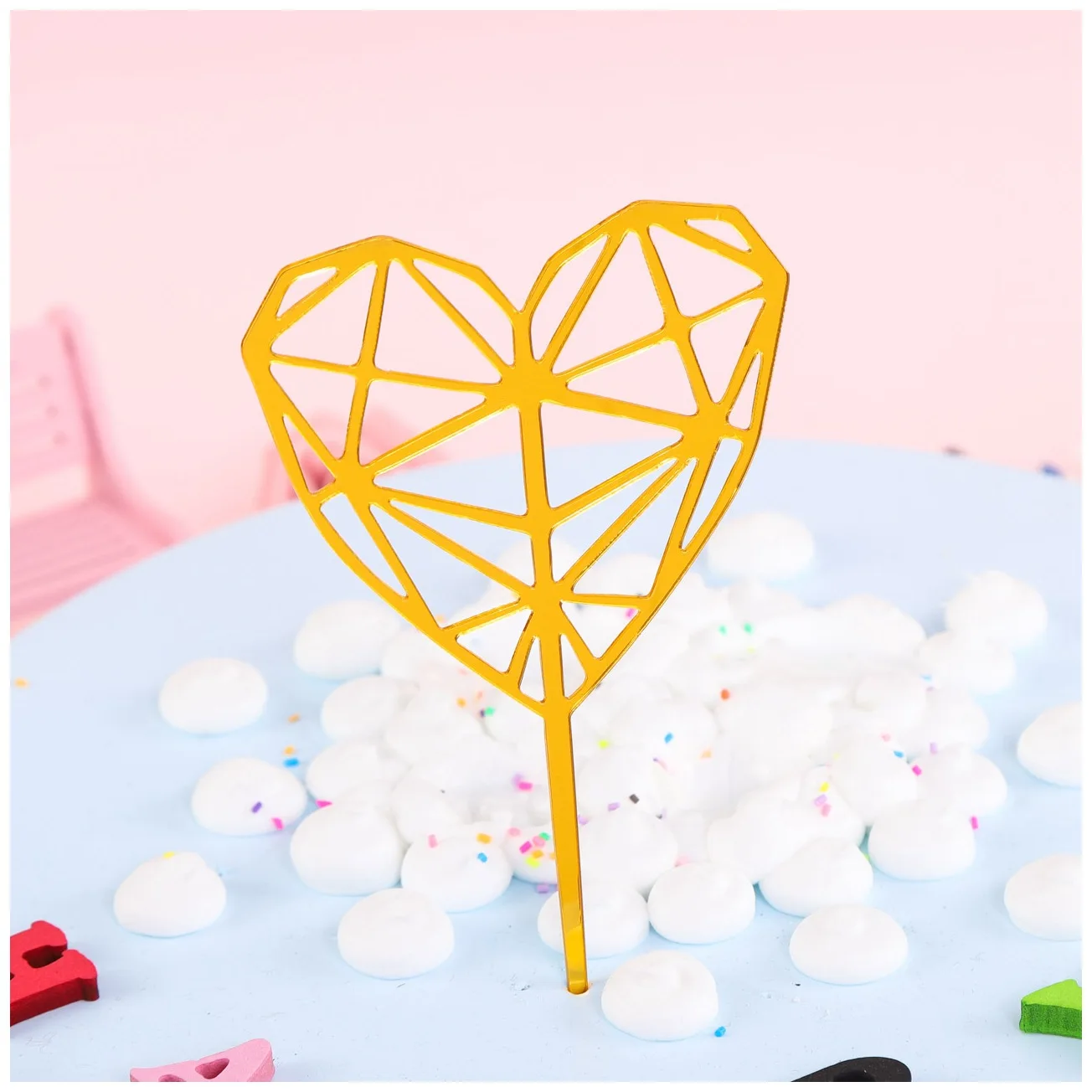 Gold Heart8 Микки Маус акриловые свечи в форме букв торт Топпер Золотой Серебряный торт украшение в виде флага вечеринка для мальчика день рождение свадебные принадлежности - Цвет: Gold Heart8