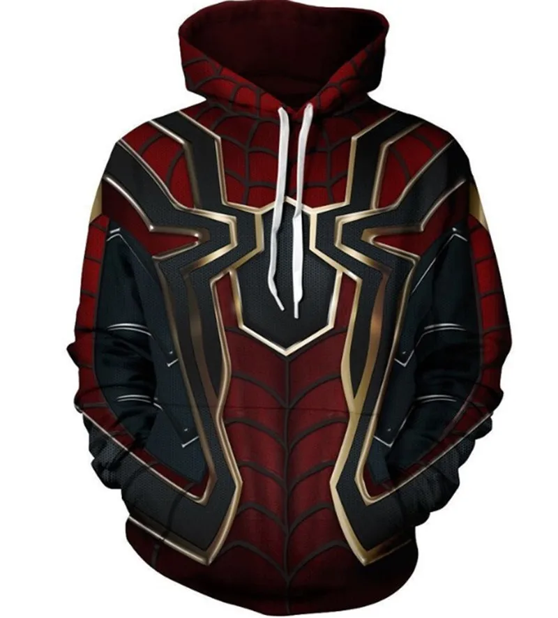 Hoodie 3D принт Мстители Железный человек паук костюм толстовки для мужчин супергерой паук стих с капюшоном Косплей толстовки повседневные топы - Цвет: Hoodie