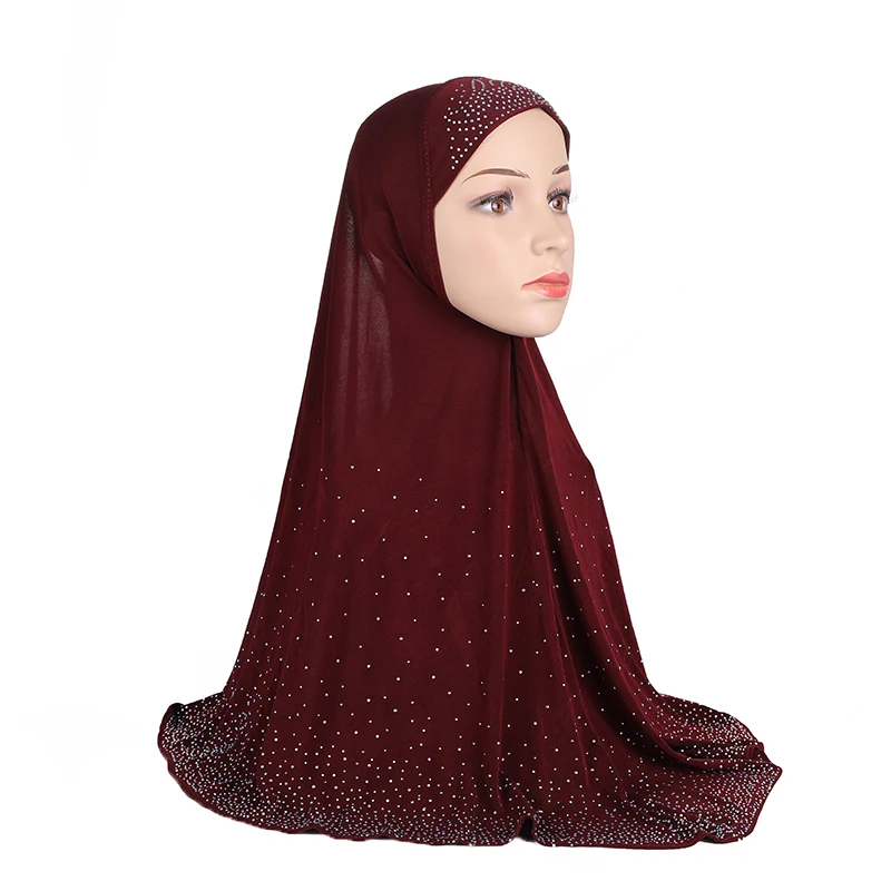 H112 성인 빅 사이즈 이슬람 hijab 스카프 라인 석 이슬람 머리 스카프 모자 armia headwrap 라마단 선물에 당겨