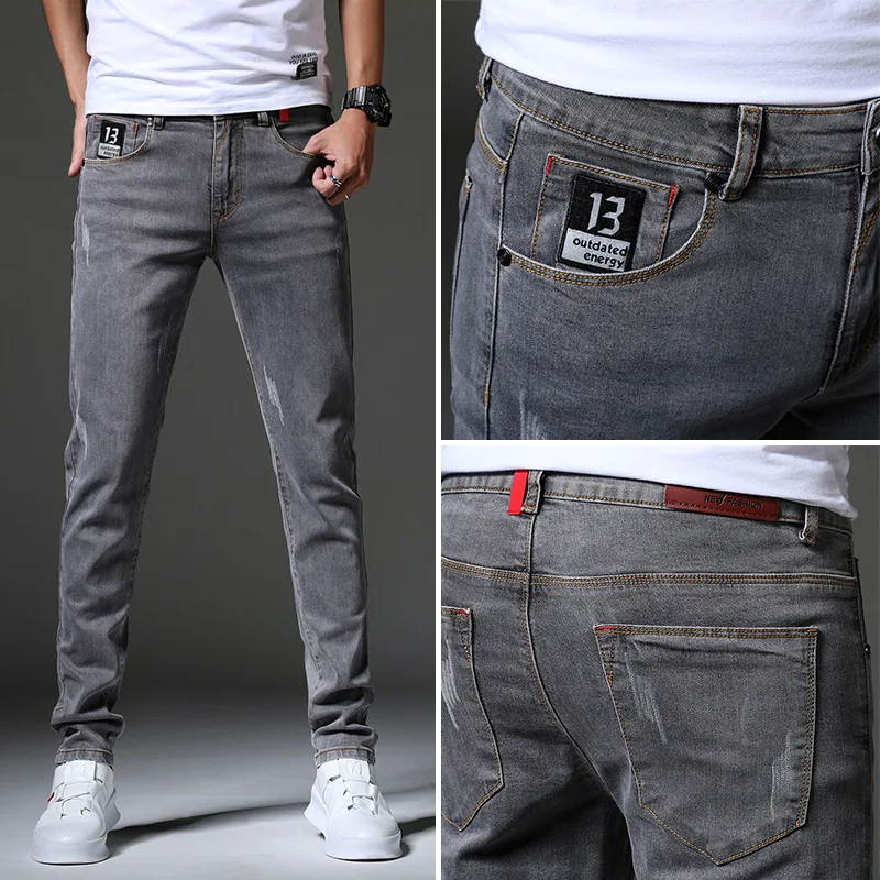 Gran venta Pantalones vaqueros ajustados para hombre, Vaqueros elásticos de diseñador, rectos xmQKMal1QRZ