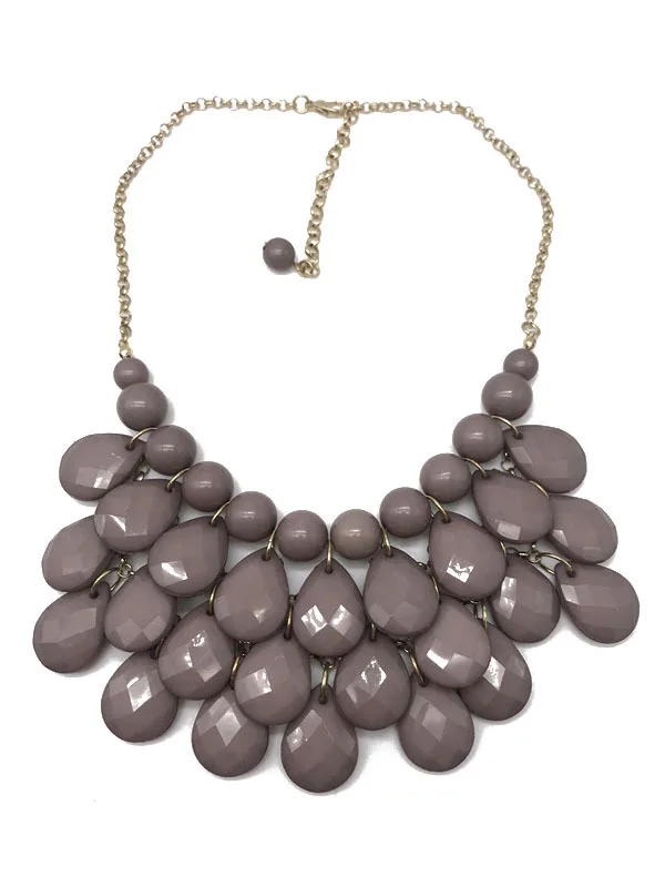 Europe And America Multi-color Water Droplet Surface Cutting Beads Necklace Short Necklace Hand-woven Fan-shaped Resin Necklace