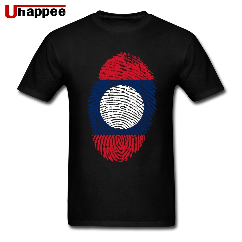 Лаосский флаг команда отпечатков пальцев короткий рукав вырез лодочкой