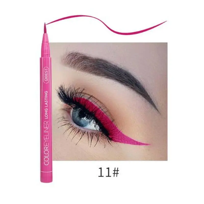 1Pcs Cat Eye Color Eyeliner Makeup Waterproof Neon Liquid Eye Liner Pencil Pen Make Up Comestics Long-lasting Black Makeup Tools - Цвет: 11