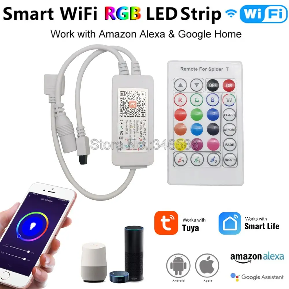 Умная Светодиодная лента Tuya SmartLife 4-контактный RGB контроллер с поддержкой Wi-Fi ИК