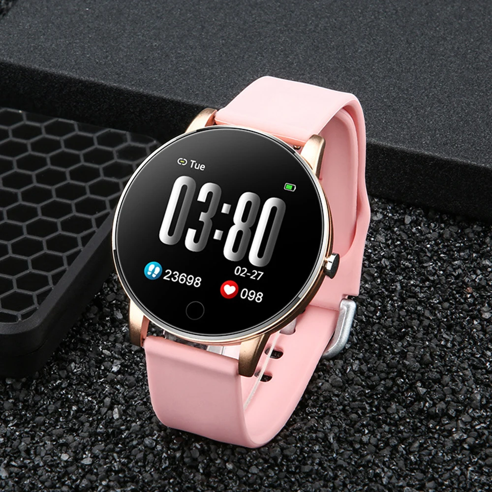Pink silicone Centechia Y9 Смарт-часы IP67 водонепроницаемый монитор сердечного ритма кровяное давление умные часы для мужчин женщин тонкий металлический корпус Миланский ремешок - Цвет: Pink silicone