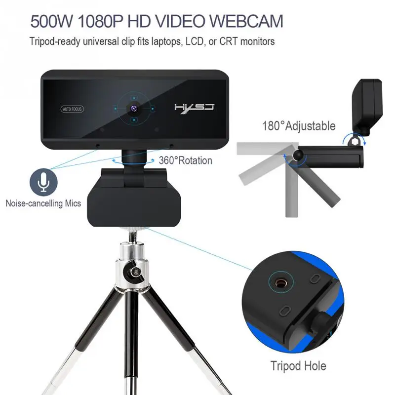 С микрофоном клип на Full HD 1080P камера Настольный usb-веб-камера CMOS 5 миллионов пикселей ноутбуки автоматическая фокусировка вращающийся ПК
