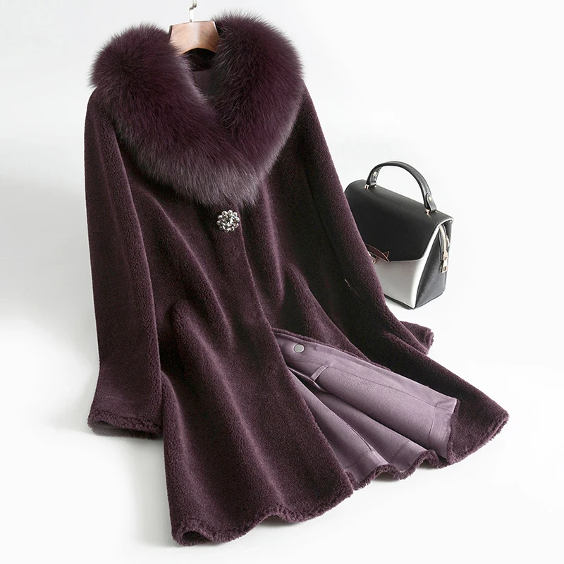 Женское пальто с натуральным мехом осенне-зимняя одежда 2020 корейский длинный