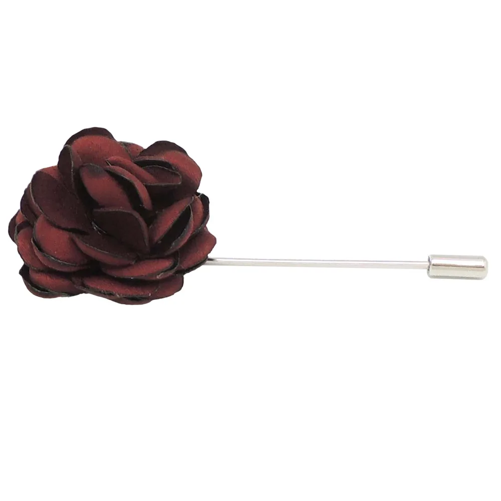 

Men Wedding Marriage Suit Fold-down Collar Sweater Inserted Multi-Fabric Flower Long Needle Corsage Bow Tie Flower Pin Wine Red