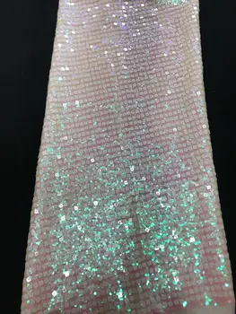 

2020 Latest African French Tulle Lace Fabric Pink Embroidery African Lace Fabric With 3d Sequins For Nigeria Wedding Party Dress
