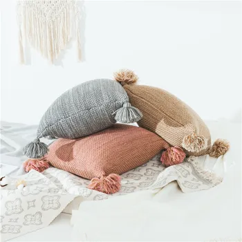 

Hand-woven pillowcase gray retro style pillowcase sofa pillow suite room decoration pillowcase European style