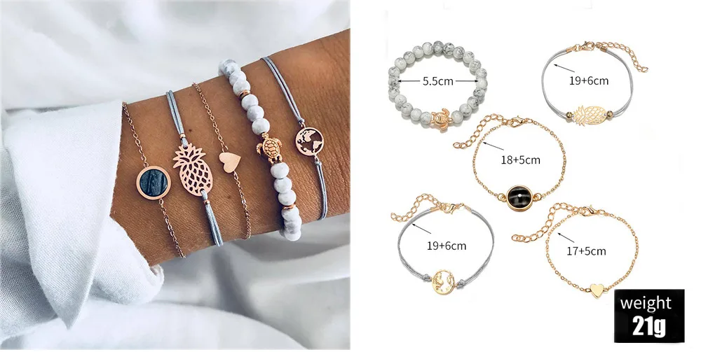 New Styles Hot Mix Turtle Heart Pearl Wave LOVE Crystal Marble Charm Bracelets for Women Boho Tassel Bracelet Jewelry Wholesale