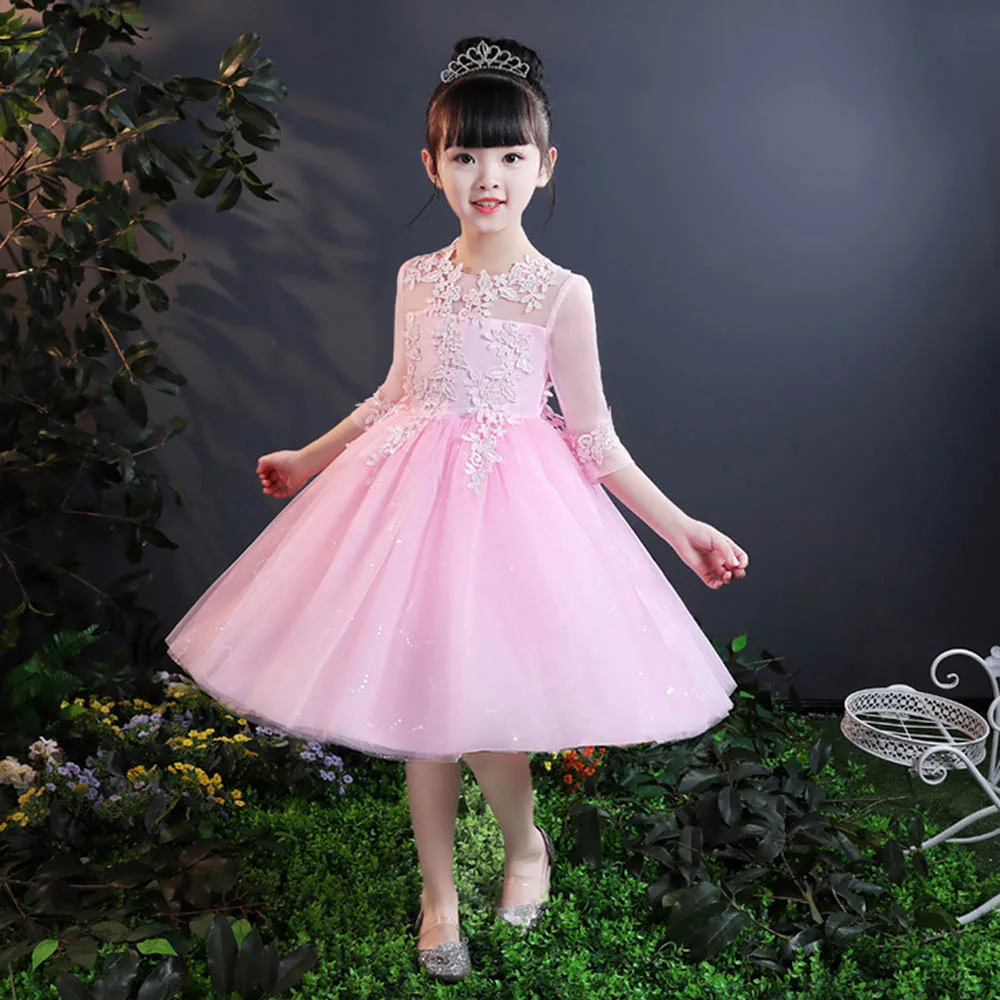 Short Pink Flower Girl Dress Lace Appliques First Communion Party Gowns For Wedding Flower Girl Dresses Aliexpress