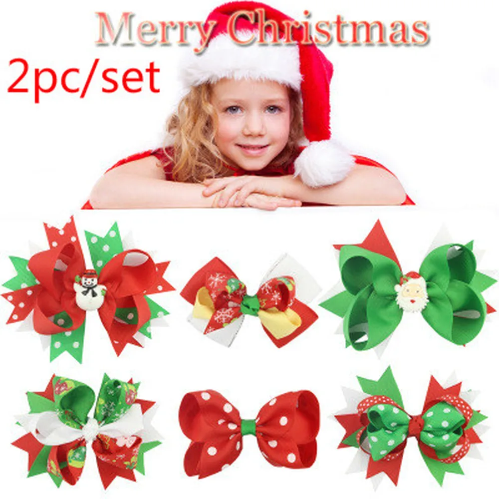 2 шт./компл. Рождественская серия заколка для волос милые блестящие бант