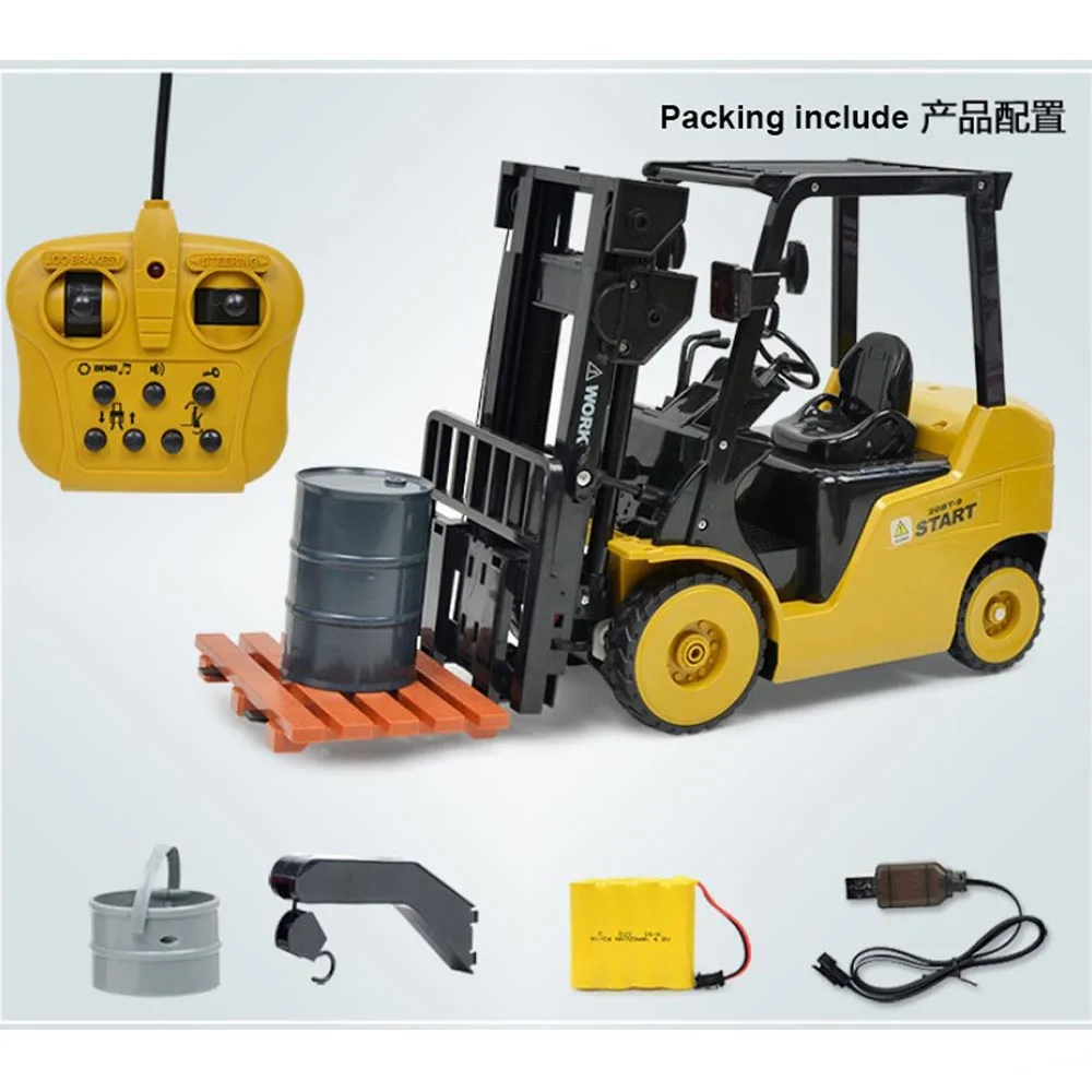 Big size toys 1:8 RC Forklift Truck Crane RTR 11CH Engineer Vehicle Toys LED Light Kids Toys - Цвет: Цвет: желтый