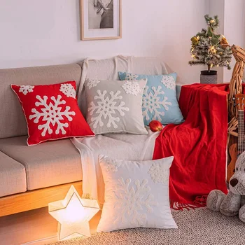 

Cotton Christmas Blessing Throw Pillow Cover for Bed Sofa Cushion Cover Car Snowflake pillow case Embroideried Pillowcases